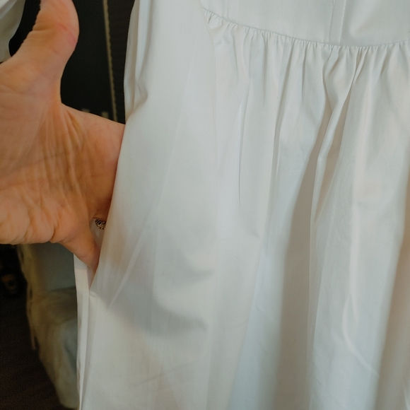 DANIELLE BERNSTEIN POPLIN PUFF SLEEVE DRESS, WHITE 4 (RUNS SMALL) - Picture 11 of 13